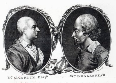 David Garrick and Shakespeare, engraved by J. Miller  by English School